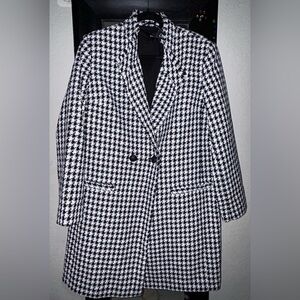 NWT Express Women's Houndstooth Boucle Double Breasted Car Coat Size XL